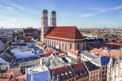 stunning view of Frauenkirche in Munich