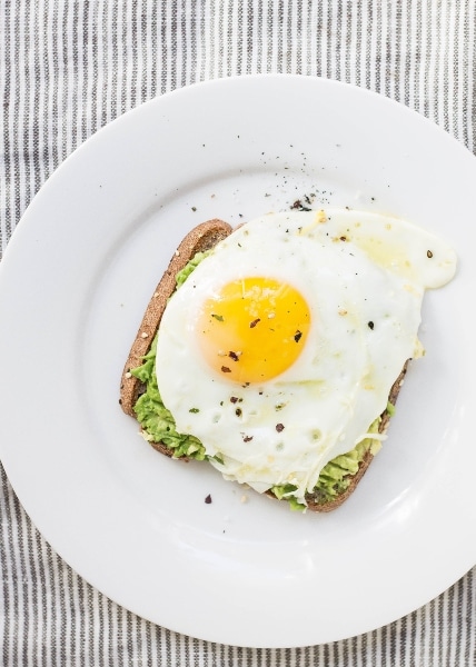 Healthy breakfast ideas avocado toast with fried egg on top