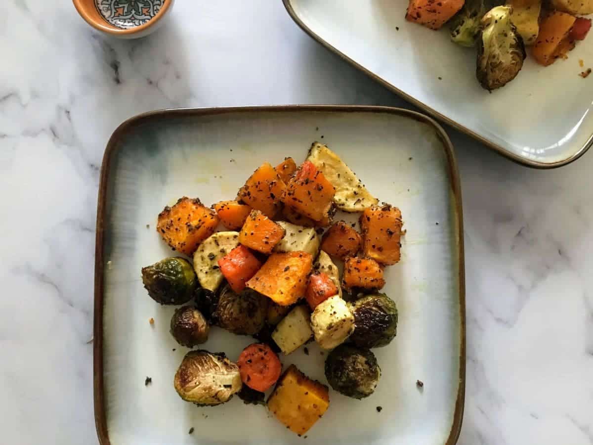 Simple Herb-Roasted Vegetables on a plate