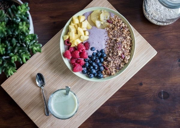Healthy breakfast ideas yogurt with a variety of fruits