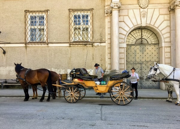 Horse and carriage ride in the old town in Salzburg