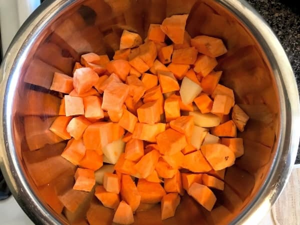 diced sweet potatoes in a bowl