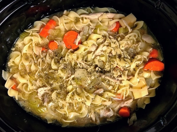 chicken noodle soup in the slow cooker