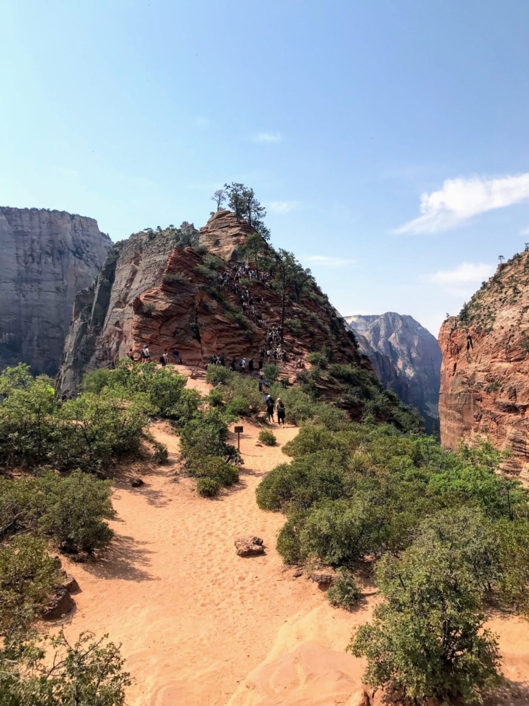 Zion National Park, Sandy trail up towards rocky trail to Angels Landing